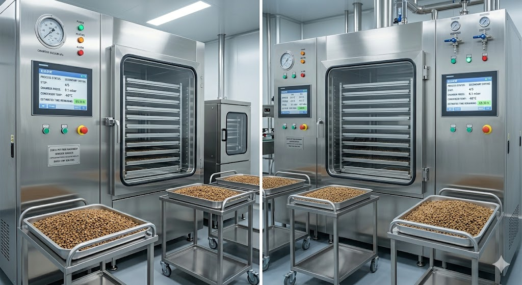 Industrial low-temperature baking and extrusion equipment for premium private label dry dog food manufacturing